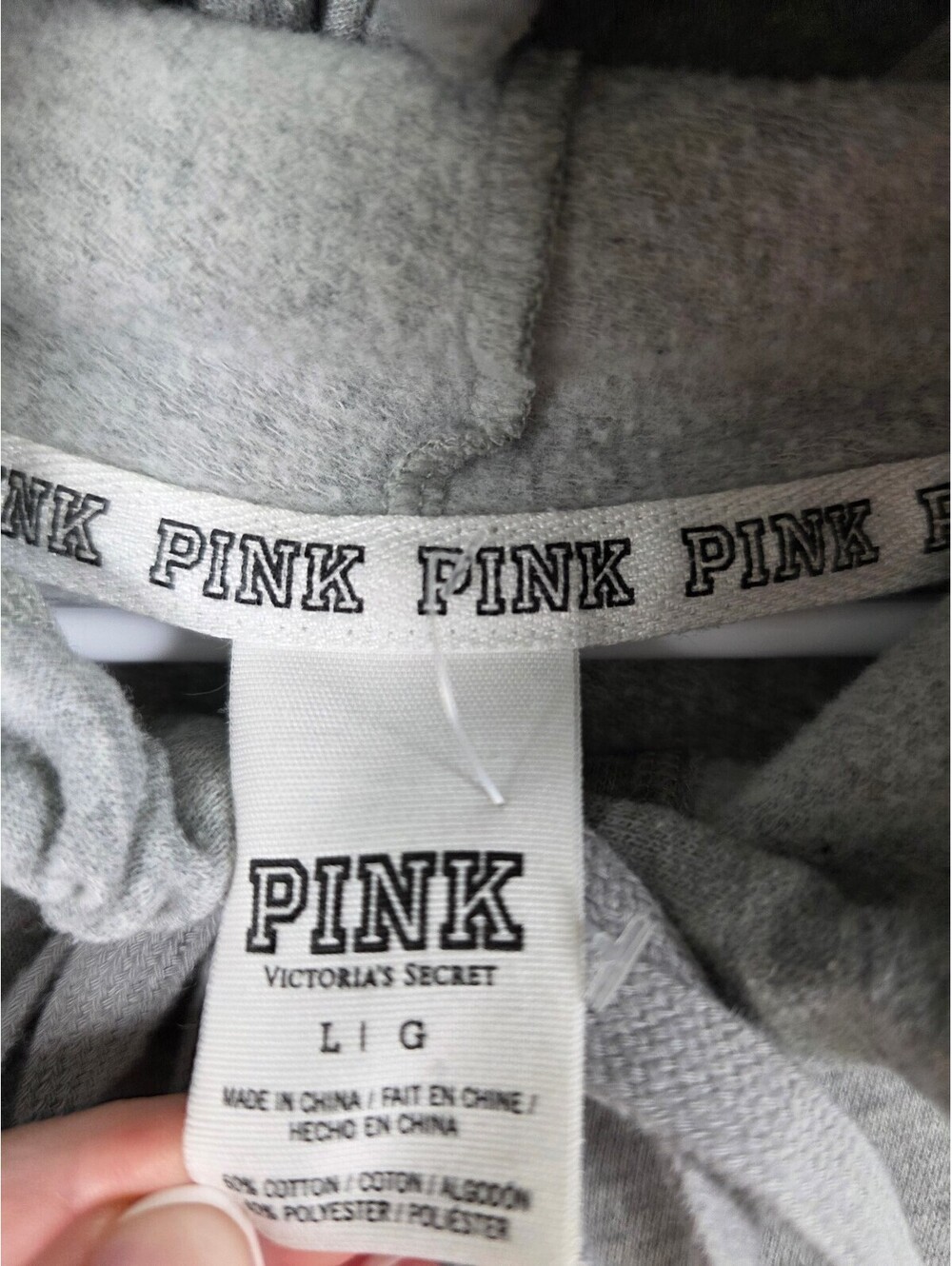 Victorias Secret Pink CHICAGO Bling Heart Sequined Full Zip Hoodie Jacket LARGE - Picture 4 of 5